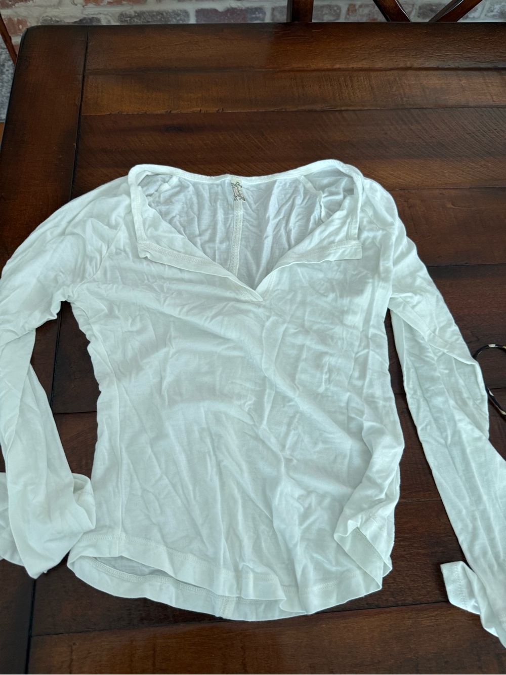 Free People White Long-Sleeve V-Neck Pullover